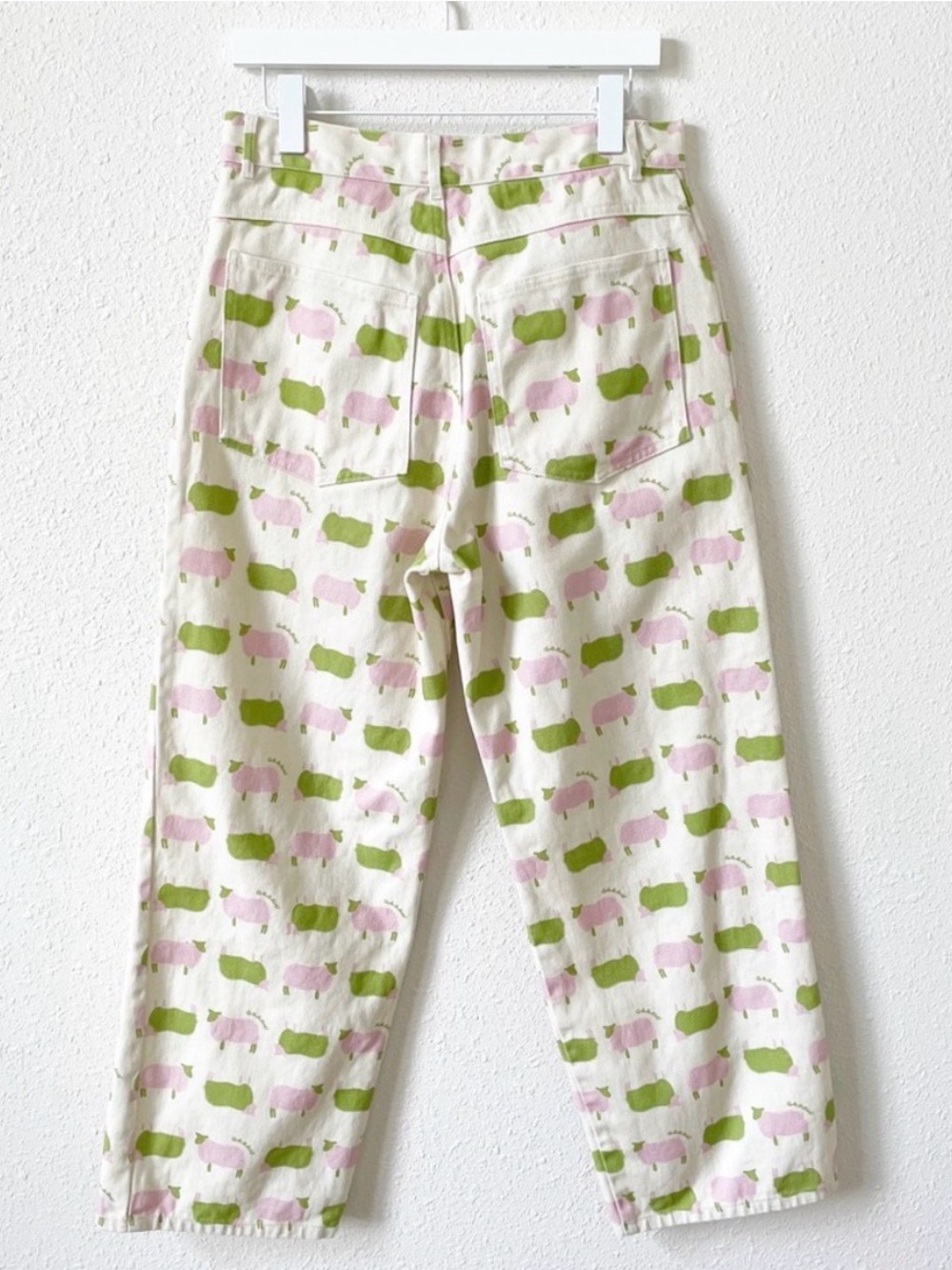 Lisa Says Gah Robyn Jeans Pink Green Sheep Size 32 Colorful Novelty Animal - Picture 2 of 6